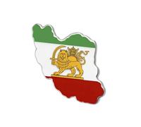 KKJOY Broche de Carte d'Iran en Acier Inoxydable Épingle de Revers Patriotique Couleur Drapeau Bijoux Emblème Persan Lion et Soleil pour Femmes Hommes(Modèle 10, Argent)