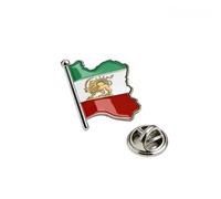 KKJOY Broche de Carte d'Iran en Acier Inoxydable Épingle de Revers Patriotique Couleur Drapeau Bijoux Emblème Persan Lion et Soleil pour Femmes Hommes(Modèle 6, Argent)