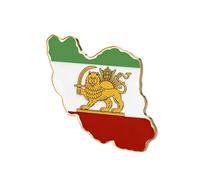 KKJOY Broche de Carte d'Iran en Acier Inoxydable Épingle de Revers Patriotique Couleur Drapeau Bijoux Emblème Persan Lion et Soleil pour Femmes Hommes(Modèle 10, Or)