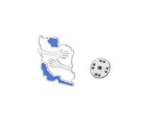 KKJOY Broche de Carte d'Iran en Acier Inoxydable Épingle de Revers Patriotique Couleur Drapeau Bijoux Emblème Persan Lion et Soleil pour Femmes Hommes(Modèle 2, Argent)