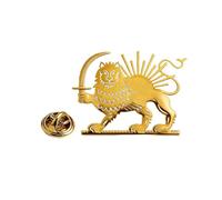 KKJOY Broche Persan Lion et Soleil d'Iran en Acier Inoxydable Épingle de Revers Patriotique Unisexe Bijou Emblème National pour Femme Homme(Modèle 2, Or)