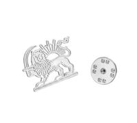 KKJOY Broche Persan Lion et Soleil d'Iran en Acier Inoxydable Épingle de Revers Patriotique Unisexe Bijou Emblème National pour Femme Homme(Modèle 1, Argent)
