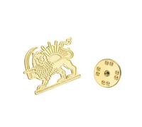 KKJOY Broche Persan Lion et Soleil d'Iran en Acier Inoxydable Épingle de Revers Patriotique Unisexe Bijou Emblème National pour Femme Homme(Modèle 1, Or)