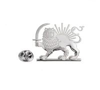 KKJOY Broche Persan Lion et Soleil d'Iran en Acier Inoxydable Épingle de Revers Patriotique Unisexe Bijou Emblème National pour Femme Homme(Modèle 2, Argent)