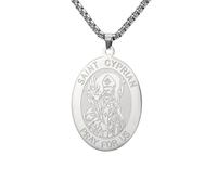 kkjoy Collier Archange Saint Michel Protégez-nous en Acier Inoxydable Collier Religieuse Saint Benoît de Nursie et Saint Cyprien Amulette de Protection Bijoux Cadeau Catholique pour Homme Femme