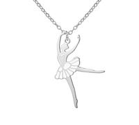 kkjoy Collier de Ballerine en Acier Inoxydable Pendentif de Danseur de Ballet Bijoux de Récital pour Femmes Amatrices de Danse (Modèle 2, Argent)