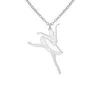 kkjoy Collier de Ballerine en Acier Inoxydable Pendentif de Danseur de Ballet Bijoux de Récital pour Femmes Amatrices de Danse (Modèle 4, Argent)