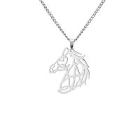kkjoy Collier de Cheval en Acier Inoxydable Pendentifs Tête de Cheval Bijoux Pour Femmes Hommes Amoureux des Animaux (Silver)