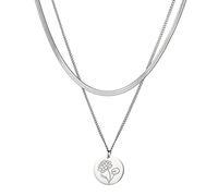 kkjoy Collier de Fleur d'Anniversaire en Acier Inoxydable Pendentif de Fleur de Naissance Bijoux pour Femme Homme(07-Juil-Nénuphar, Argent)