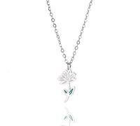 kkjoy Collier de Fleur de Naissance en Acier Inoxydable Pendentif de Fleur d'Anniversaire Bijoux pour Femme Homme(07-Juil-Nénuphar-Émail, Argent)