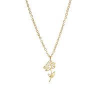 kkjoy Collier de Fleur de Naissance en Acier Inoxydable Pendentif de Fleur d'Anniversaire Bijoux pour Femme Homme(07-Juil-Nénuphar, Or)