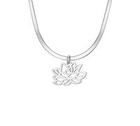 kkjoy Collier de Fleur de Naissance en Acier Inoxydable Pendentif de Fleur d'Anniversaire Bijoux pour Femmes Charmantes(07-Juil-Nénuphar-2, Argent)
