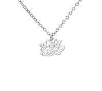 kkjoy Collier de Fleur de Naissance en Acier Inoxydable Pendentif de Fleur d'Anniversaire Bijoux pour Femmes Charmantes(07-Juil-Nénuphar-1, Argent)