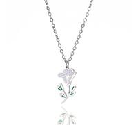 kkjoy Collier de Fleur de Naissance en Acier Inoxydable Pendentif de Fleur d'Anniversaire Bijoux pour Femme Homme(09-Sep-Gloire du Matin-Émail, Argent)