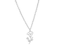 kkjoy Collier de Fleur de Naissance en Acier Inoxydable Pendentif de Fleur d'Anniversaire Bijoux pour Femme Homme(09-Sep-Gloire du Matin, Argent)