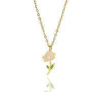 kkjoy Collier de Fleur de Naissance en Acier Inoxydable Pendentif de Fleur d'Anniversaire Bijoux pour Femme Homme(07-Juil-Nénuphar-Émail, Or)