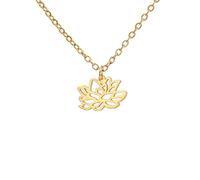 kkjoy Collier de Fleur de Naissance en Acier Inoxydable Pendentif de Fleur d'Anniversaire Bijoux pour Femmes Charmantes(07-Juil-Nénuphar-1, Or)