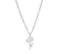 kkjoy Collier de Fleur de Naissance en Acier Inoxydable Pendentif de Fleur d'Anniversaire Bijoux pour Femme Homme(07-Juil-Nénuphar, Argent)