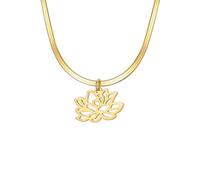 kkjoy Collier de Fleur de Naissance en Acier Inoxydable Pendentif de Fleur d'Anniversaire Bijoux pour Femmes Charmantes(07-Juil-Nénuphar-2, Or)