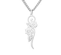 kkjoy Collier de Fleurs et Feuilles en Acier Inoxydable Collier à Pendentifs de Fleurs Jumelées Bijoux Cadeaux pour Femmes