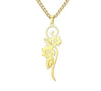 kkjoy Collier de Fleurs et Feuilles en Acier Inoxydable Collier à Pendentifs de Fleurs Jumelées Bijoux Cadeaux pour Femmes