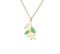 kkjoy Collier de Muguet en Acier Inoxydable Pendentifs Fleur de Naissance de Mai Bijoux Pour Femmes Charmante Dames (Or)