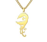 kkjoy Collier de Phénix en Acier Inoxydable Collier Pendentif Animal Mythologique Oiseau Amulette du Renaissance du Phénix Bijoux de Protection pour Femme et Fille