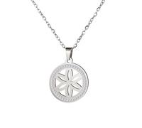kkjoy Collier Fleur de Vie en Cristal en Acier Inoxydable Pendentif Fleurs Éternelles Géométrie Sacrée Bijoux pour Femme(Modèle 4, Argent)