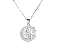 kkjoy Collier Fleur de Vie en Cristal en Acier Inoxydable Pendentif Fleurs Éternelles Géométrie Sacrée Bijoux pour Femme(Modèle 1, Argent)