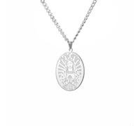 kkjoy Collier Notre-Dame de Guadalupe en Acier Inoxydable Pendentif Catholique Vierge Marie Bijoux Amulette Chrétienne pour Femme Homme(Argent)