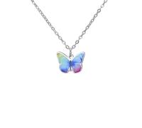 kkjoy Collier Papillon Coloré en Acier Inoxydable Pendentif Bohème Animal Insecte Bijoux Elfes Volants pour Femmes(Papillon 10, Argent)