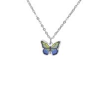 kkjoy Collier Papillon Coloré en Acier Inoxydable Pendentif Bohème Animal Insecte Bijoux Elfes Volants pour Femmes(Papillon 3, Argent)