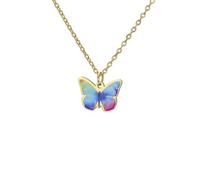 kkjoy Collier Papillon Coloré en Acier Inoxydable Pendentif Bohème Animal Insecte Bijoux Elfes Volants pour Femmes(Papillon 10, Or)