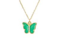 kkjoy Collier Papillon Émaillé Coloré en Acier Inoxydable Pendentif Bohème Animal Insecte Bijoux Elfes Volants pour Femmes(Vert)