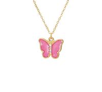 kkjoy Collier Papillon Émaillé Coloré en Acier Inoxydable Pendentif Bohème Animal Insecte Bijoux Elfes Volants pour Femmes(Magenta)