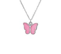 kkjoy Collier Papillon Émaillé Coloré en Acier Inoxydable Pendentif Bohème Animal Insecte Bijoux Elfes Volants pour Femmes(Rose)