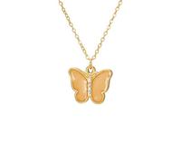 kkjoy Collier Papillon Émaillé Coloré en Acier Inoxydable Pendentif Bohème Animal Insecte Bijoux Elfes Volants pour Femmes(Jaune)