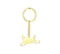kkjoy Porte-clés de Chat Mignon en Acier Inoxydable Pendentif de Minou Sac à Main Accessoires pour les Amoureux des Chats Femmes Charmantes Dames (Or)