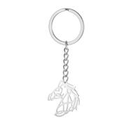 kkjoy Porte-clés de Cheval en Acier Inoxydable Pendentif Tête de Cheval Accessoires de Sac à Main pour Hommes Femmes Amoureux des Animaux (Silver)