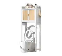 KKJPL Étagère De Rangement Au-Dessus des Toilettes, Étagère De Rangement avec Porte, Étagère De Rangement for Machine À Laver, Gain De Place dans La Buanderie(White,141x71x26cm)