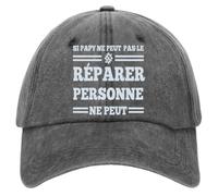 Kklolai Cadeau Papi pour Grand Père Cadeau Papy Casquette Homme Vintage | Cadeau Pour Papi Papy Casquette Bonnet Fête des Grands Pères Chapeau Coton Lavé Gris Foncé Réglable Brodé Idée Cadeau Noël
