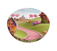 KKLWEGU Candy Beautiful Land - Housses de tabouret de bar rond, extensibles, lavables, amovibles, antidérapantes et anti-poussière pour cuisine, salle à manger, café - 35,6 cm