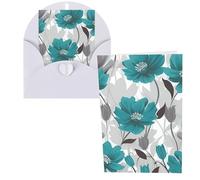 KKLWEGU Carte de vœux vierge de 10,2 x 15,2 cm avec enveloppes, bleu sarcelle, gris et blanc, cartes de remerciement, cartes de remerciement, cartes blanches pour toutes les occasions pour Noël