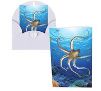 KKLWEGU Carte de vœux vierge de 10,2 x 15,2 cm avec enveloppes, cartes de remerciement de biologie marine, cartes de notes, cartes blanches, cartes pour toutes les occasions pour Noël, vacances