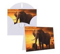 KKLWEGU Carte de vœux vierge de 10,2 x 15,2 cm avec enveloppes, cartes de remerciements parent-enfant, éléphant coucher de soleil, cartes de remerciement, cartes blanches pour toutes les occasions