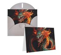 KKLWEGU Carte de vœux vierge de 10,2 x 15,2 cm avec enveloppes, motif dragon chinois, cartes de remerciement, cartes de notes, cartes grises pour toutes les occasions pour Noël, vacances, anniversaire