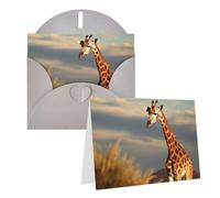 KKLWEGU Carte de vœux vierge de 10,2 x 15,2 cm avec enveloppes, motif girafe animaux d'Afrique, cartes de remerciement, cartes de notes, cartes grises pour toutes les occasions pour Noël, vacances