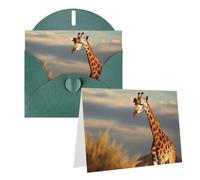 KKLWEGU Carte de vœux vierge de 10,2 x 15,2 cm avec enveloppes, motif girafe animaux d'Afrique, cartes de remerciement, cartes de notes, cartes de notes, cartes pour toutes les occasions pour Noël