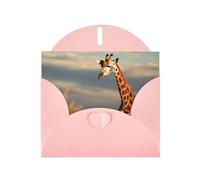 KKLWEGU Carte de vœux vierge de 10,2 x 15,2 cm avec enveloppes, motif girafe animaux d'Afrique, cartes de remerciement, cartes de notes, cartes de notes, cartes roses, cartes toutes occasions pour