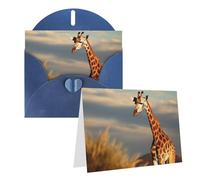 KKLWEGU Carte de vœux vierge de 10,2 x 15,2 cm avec enveloppes, motif girafe animaux d'Afrique, cartes de remerciement, cartes de notes, cartes bleues, cartes pour toutes les occasions pour Noël